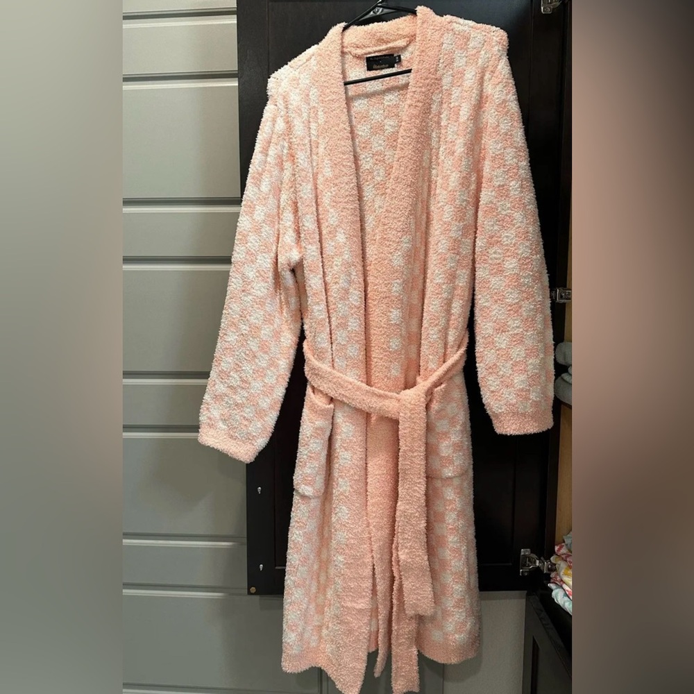 Cozy Pink and White Checkered Robe
